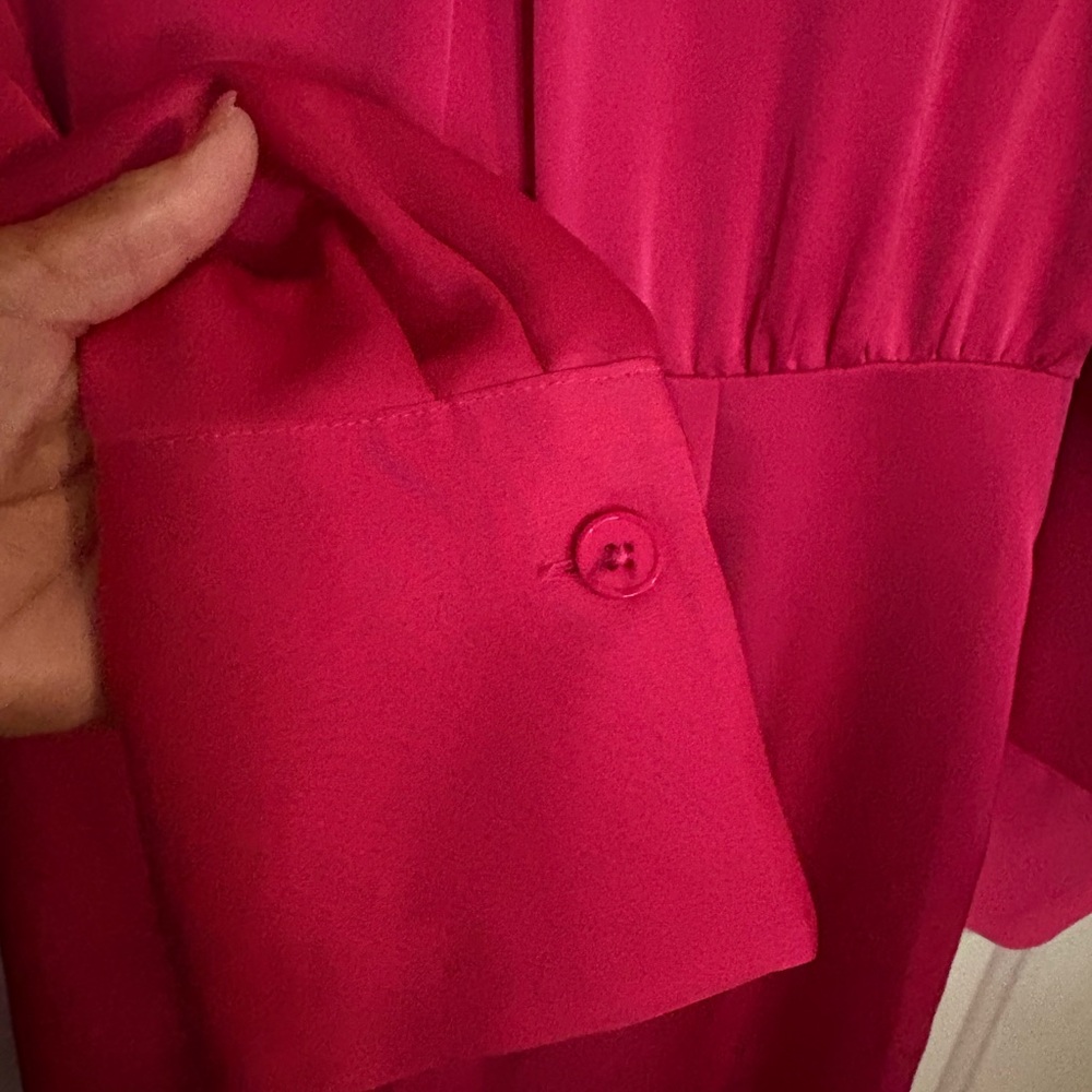 ‼️SOLD DOING LIVE 04/07/26‼️Worthington Fuchsia Button-Front Wrap Dress Large - Picture 7 of 10